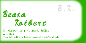 beata kolbert business card