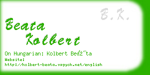 beata kolbert business card